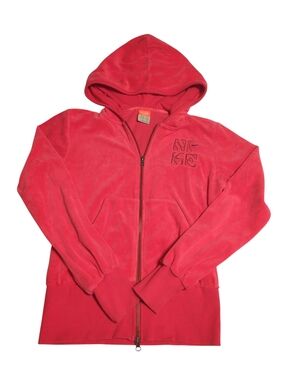 Nike Athletic Dept. Pink Velour Full Zip Hoodie Women's Size M Long Sleeve